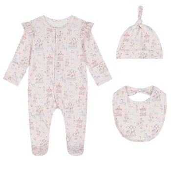 Baby Girls Pink Carousel Babygrow Set